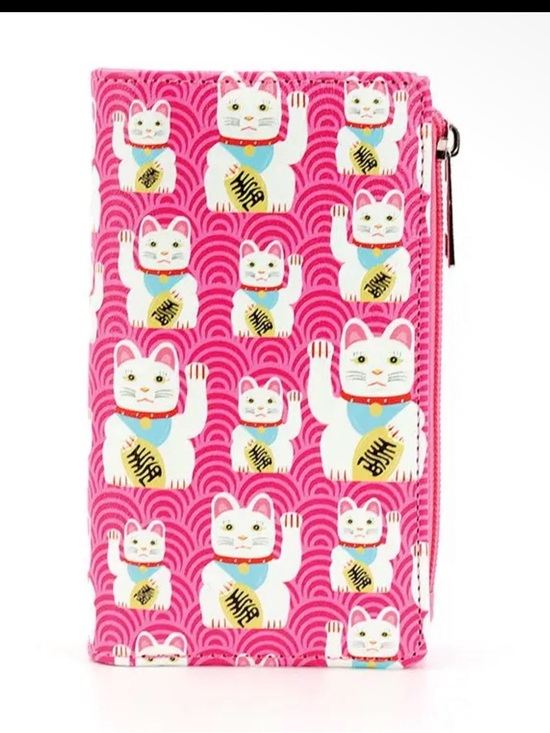 Handbags - Pink Lucky Cat Zip Wallet